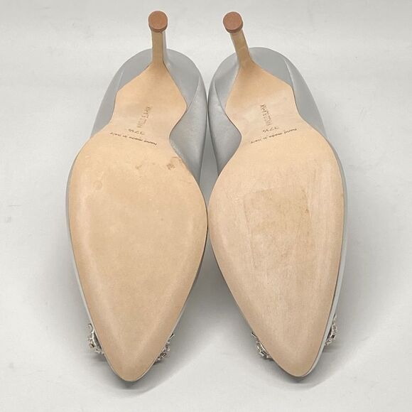 Manolo Blahnik Hangisi 105MM Crystal Buckle Leather Pumps size 37.5 - Picture 15 of 16